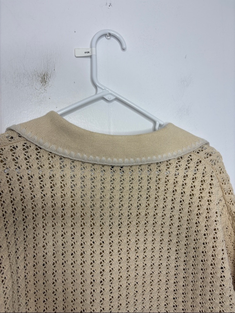 Elie Tahari Top Womens Medium Crochet Open Knit Collared V Neck Old Money Preppy - Picture 8 of 10